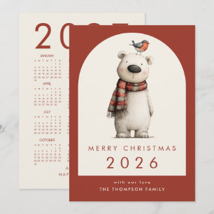 Polar Bear 2027 Calendar Merry Christmas Holiday Card