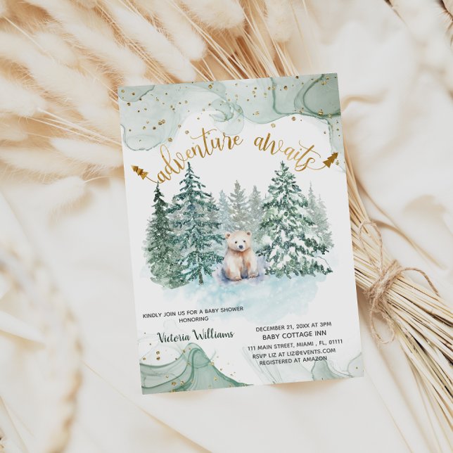 Polar Bear Adventure Awaits Cute Baby Shower  Invitation (Creator Uploaded)