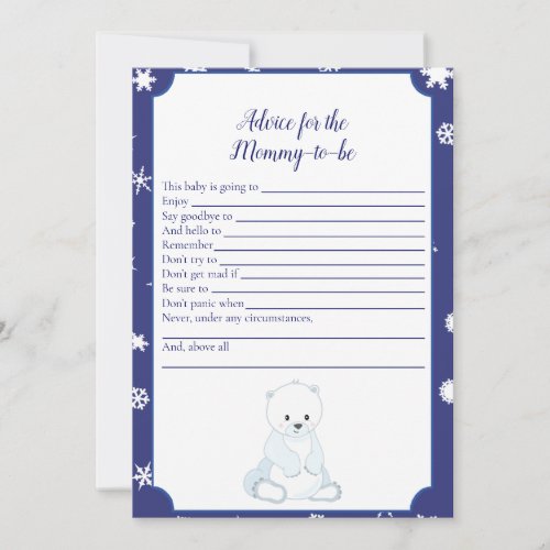 Polar Bear Advice For Mommy Baby Shower Game