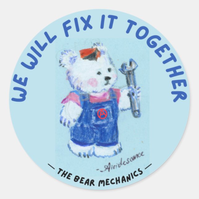 Polar Bear Anarcho-Mechanic Sticker (Front)