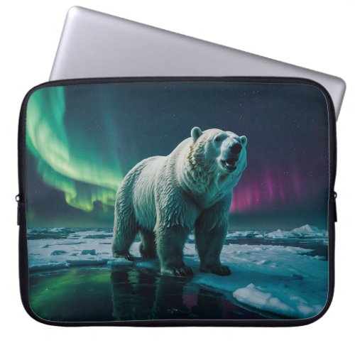 Polar Bear and Aurora Art Laptop Sleeve