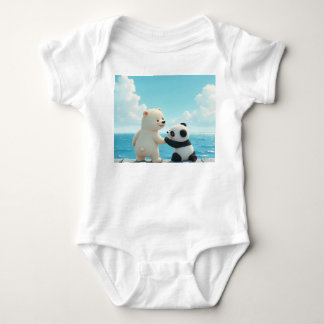 Polar bear and baby panda bodysuit