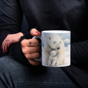 Polar Bear and Cub Arctic Elegance Coffee Mug