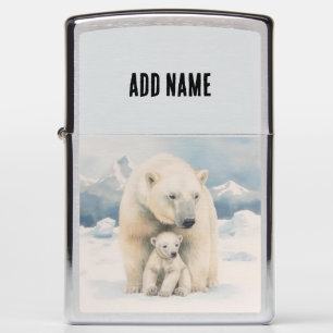 Polar Bear and Cub Arctic Elegance Zippo Lighter