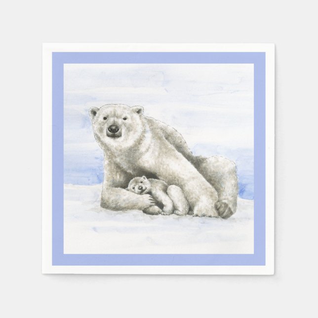 Polar Bear and Cub Napkins (Front)