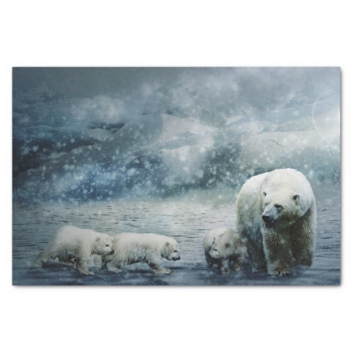 Polar Bear and Cubs Tissue Paper