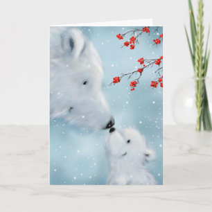 Polar Bear and Cute Cub, Merry Christmas Card