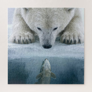 Polar Bear and Fish Standoff  Jigsaw Puzzle