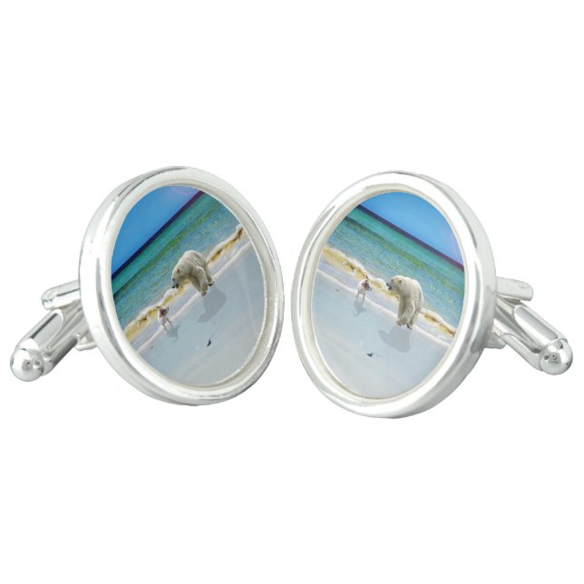 Polar Bear And Jack Russel, Cufflinks (Angled)