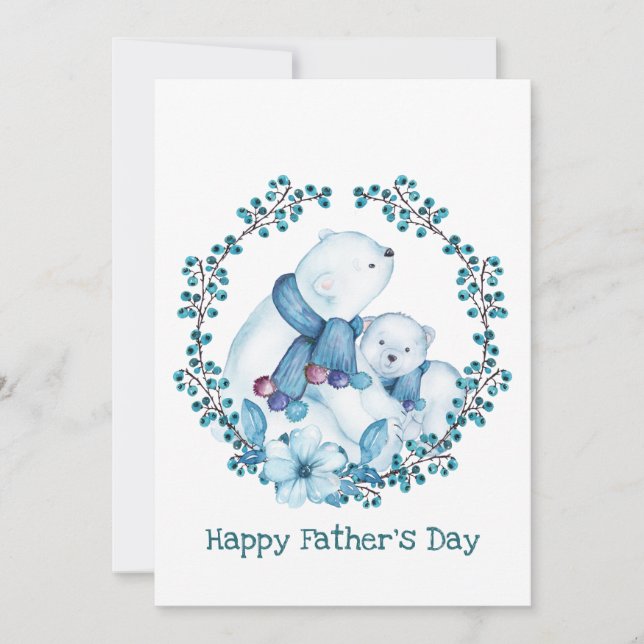 Polar Bear and Little Bear Father's Day Poetry  Holiday Card (Front)