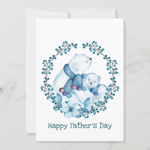 Polar Bear and Little Bear Fathers Day Poetry  Holiday Card