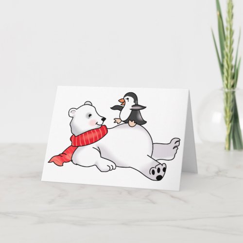 Polar Bear and Penguin Card