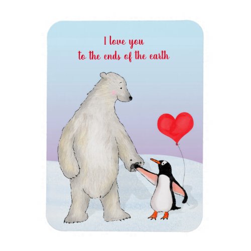 Polar bear and penguin love you magnet