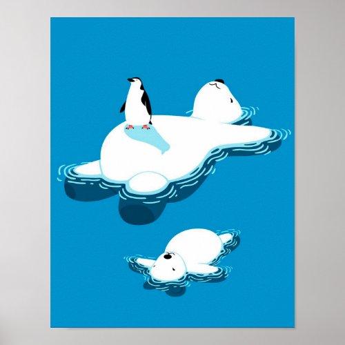 Polar Bear And Penguin  Lovely Gift  Cute Design Poster