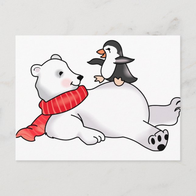 Polar Bear and Penguin Postcard (Front)