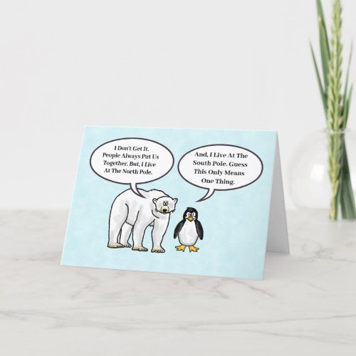 Polar Bear and Penguin Romantic Card