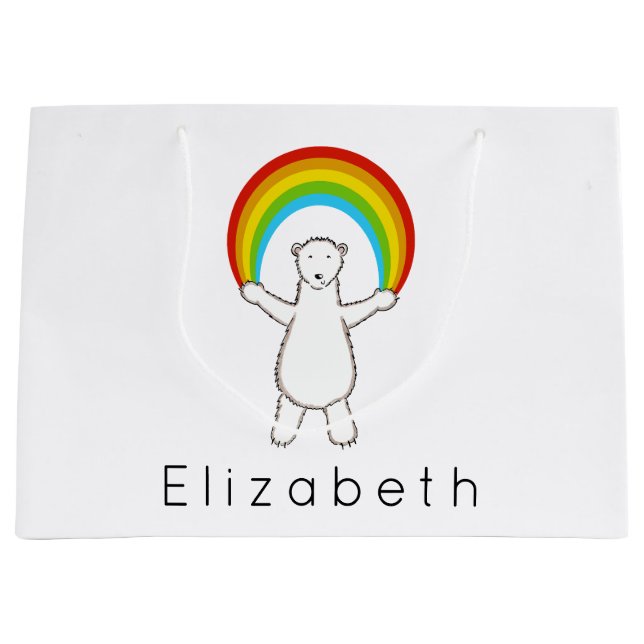 Polar Bear and Rainbow Large Gift Bag (Front)