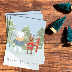 Polar Bear and Reindeer Friend Kid Holiday Card