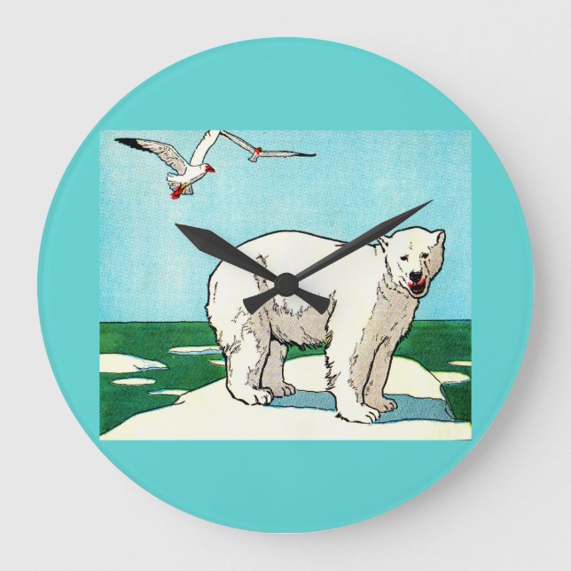 polar bear and seagulls large clock (Front)