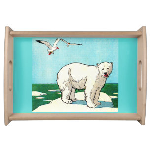polar bear and seagulls serving tray