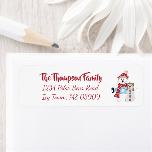 Polar Bear and Snowman Return Address Labels