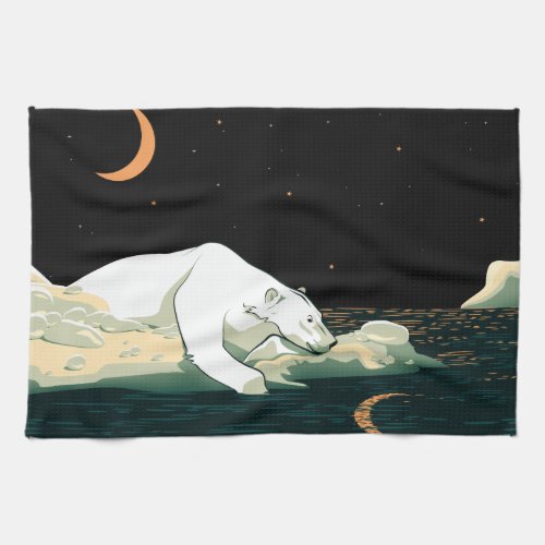 Polar Bear and the Moon Kitchen Towel