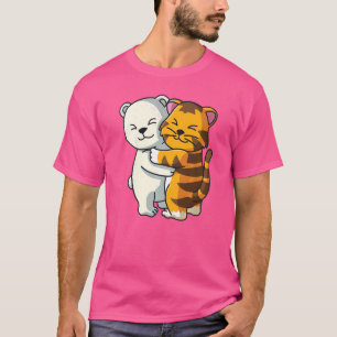 Polar Bear And Tiger Cute Animal Lover Hugging Wom T-Shirt