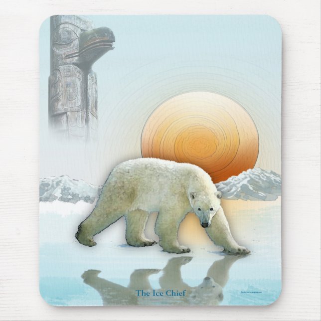 Polar Bear and Totem Pole Wildlife Art Mouse Pad (Front)