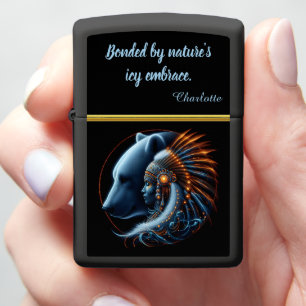 Polar Bear and Warrior Woman Blend in Harmony Zippo Lighter