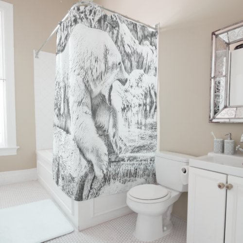 Polar bear and water shower curtain