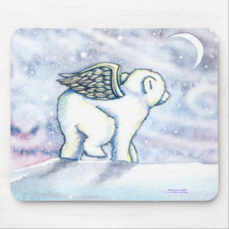 Polar Bear Angel Cub Mousepad by Molly Harrison