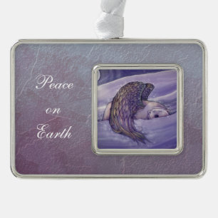 Polar Bear Angel Wildlife Fantasy Illustration Christmas Ornament