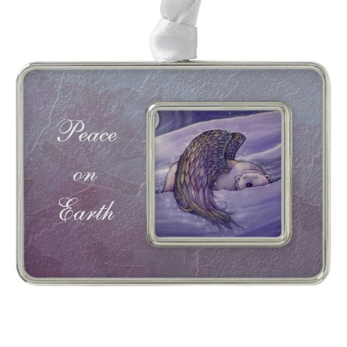 Polar Bear Angel Wildlife Fantasy Illustration Christmas Ornament
