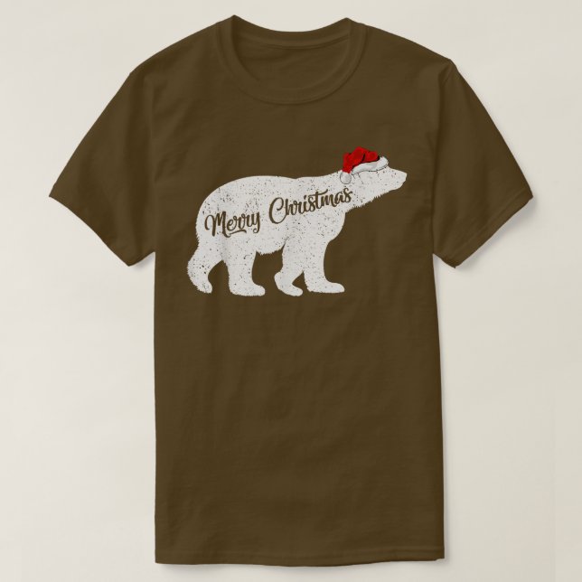 Polar Bear Animal Lover Xmas Santa Hat Polar Bear  T-Shirt (Design Front)