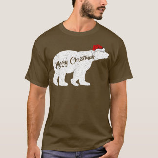 Polar Bear Animal Lover Xmas Santa Hat Polar Bear  T-Shirt