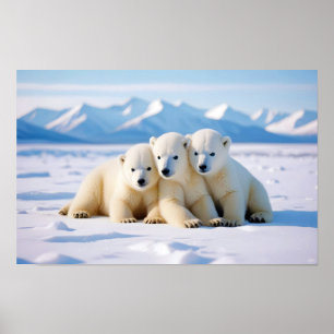 Polar Bear Animal Nature Wildlife Affection Caring Poster