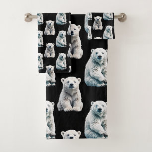 Polar Bear Animal Pattern Design  Bath Towel Set