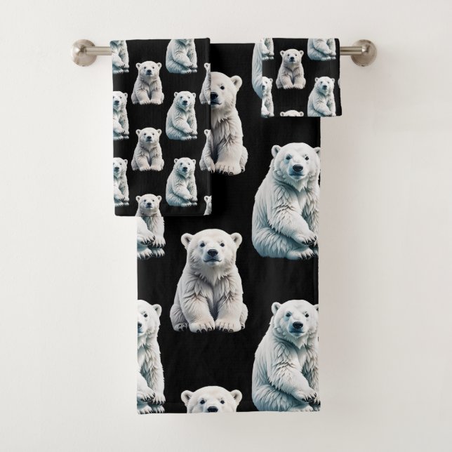 Polar Bear Animal Pattern Design  Bath Towel Set (Insitu)