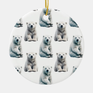Polar Bear Animal Pattern Design  Ceramic Ornament