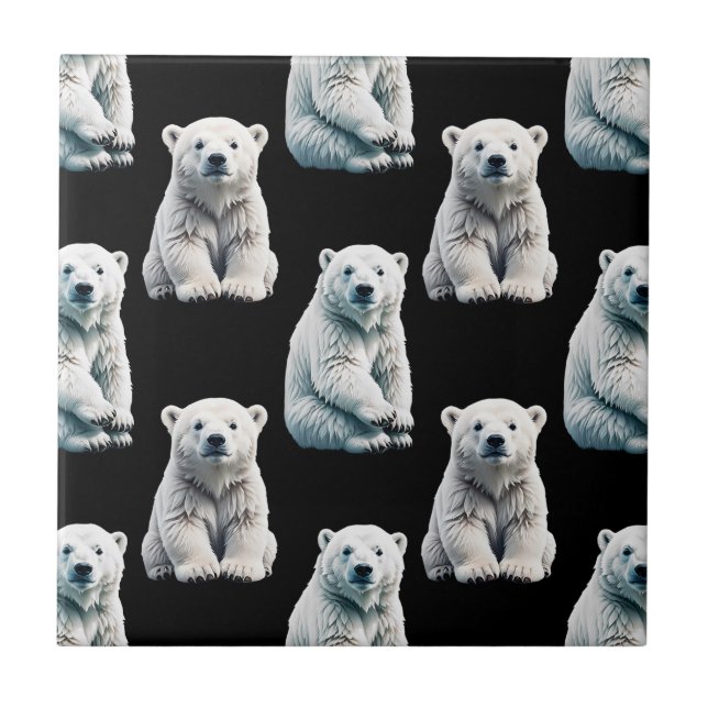 Polar Bear Animal Pattern Design  Ceramic Tile (Front)