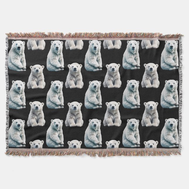 Polar Bear Animal Pattern Design  Throw Blanket (Front)