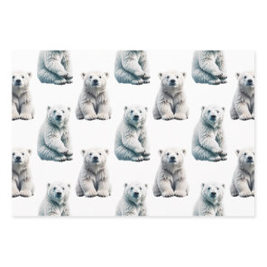 Polar Bear Animal Pattern Design  Wrapping Paper Sheets