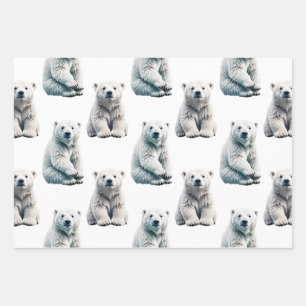 Polar Bear Animal Pattern Design Wrapping Paper Sheets