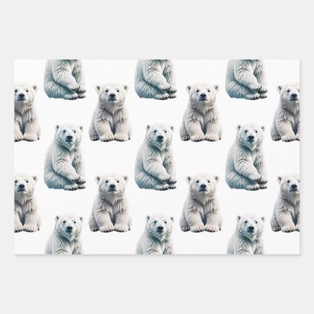 Polar Bear Animal Pattern Design  Wrapping Paper Sheets (Front)