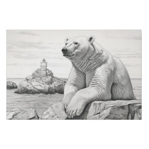 Polar Bear Animal Predator Wild Nature Ink Sketch Faux Canvas Print