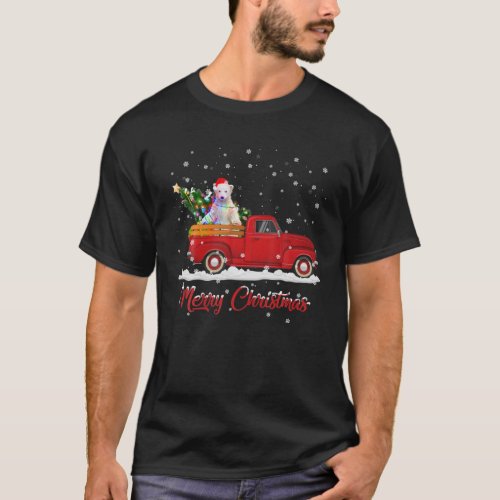 Polar Bear Animal Riding Red Truck Christmas T_Shirt