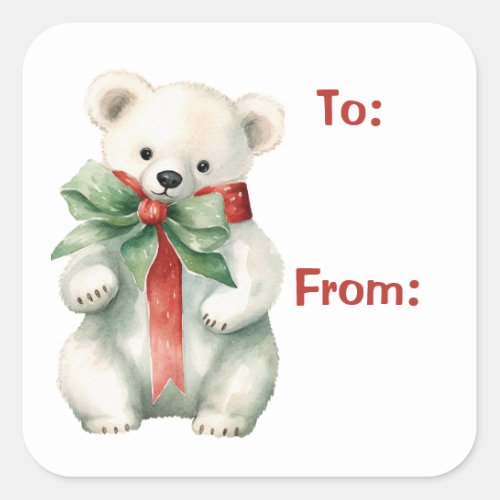 Polar Bear Animal Watercolor Gift Tag