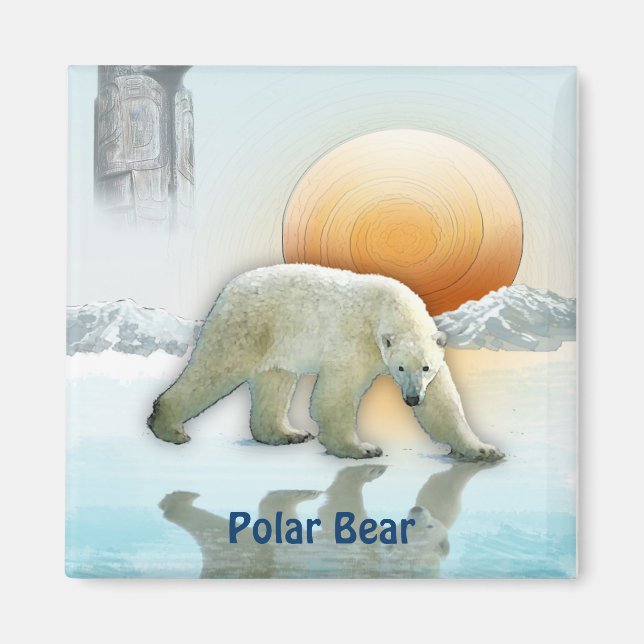 Polar Bear Arctic Wildlife Art Magnet (Front)