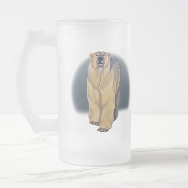 Polar Bear Art Beer Glass Wildlife Art Bear Mugs (Left)