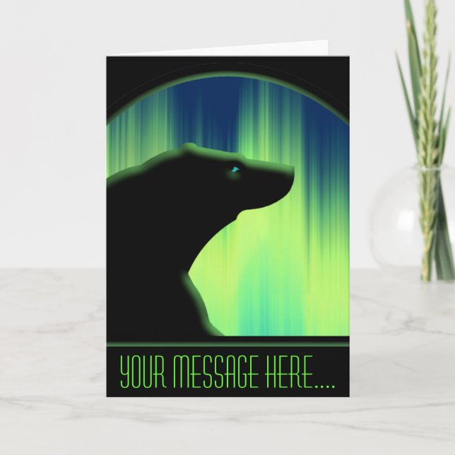 Polar Bear Art Cards Northern Lights Bear Art Card (Front)
